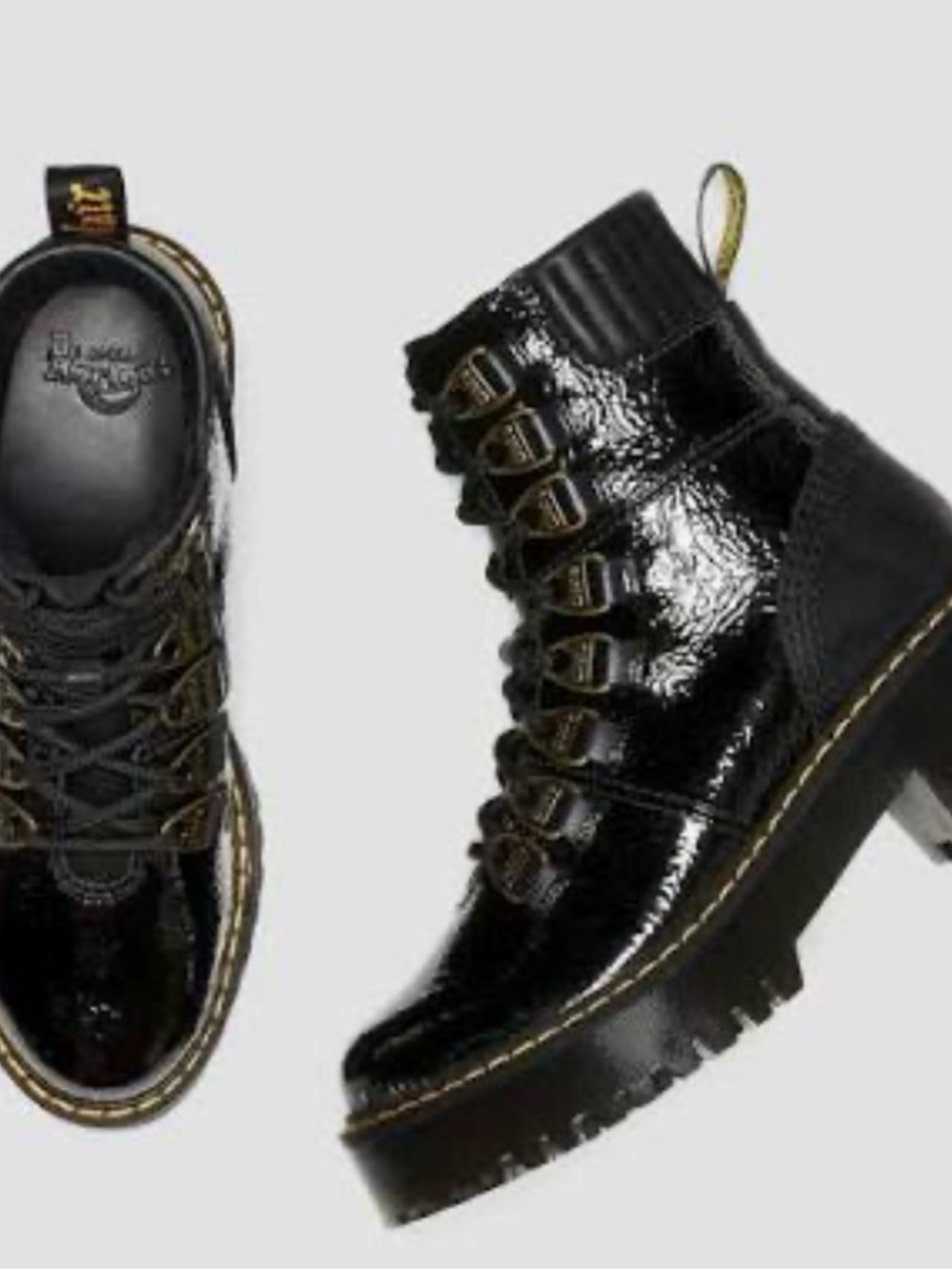 Dr Martens Laurenne Distressed Patent Leather Lace Up Boots